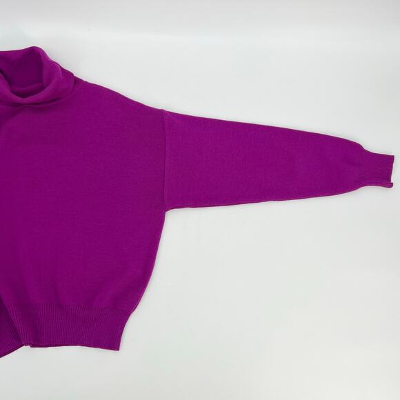 Vtg Obermeyer Wool Blend Ski T Sweater Crop Women Medium Fuchsia Pink Turtleneck - Picture 3 of 10